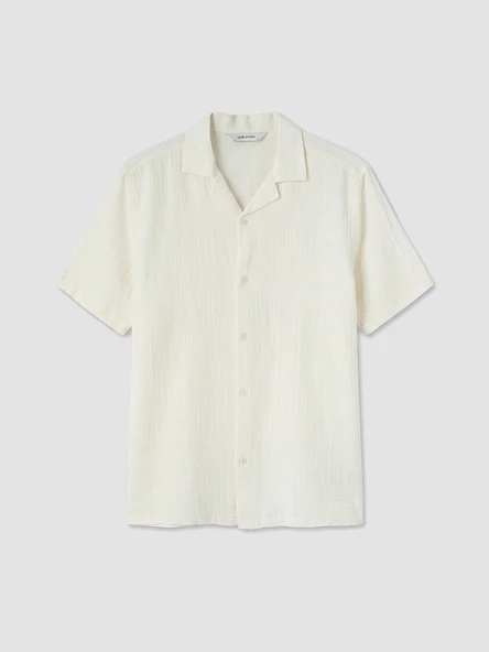 LCW Vision Bej Regular Fit Müslin Erkek Gömlek - Resim 5