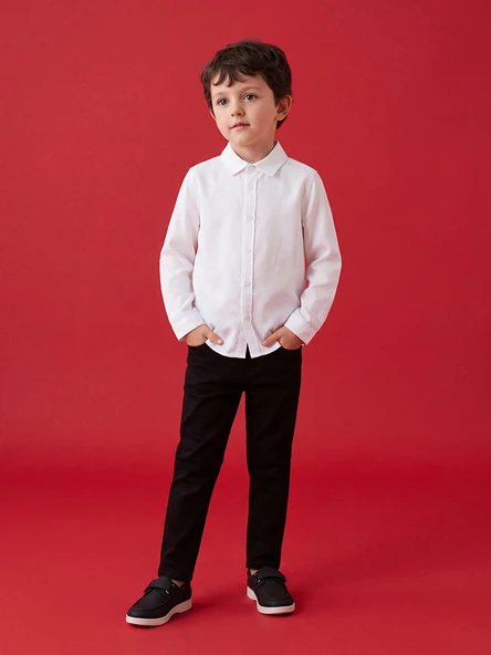 LCW Kids Siyah  Slim Fit Gabardin Erkek Çocuk Pantolon ürün görseli 1