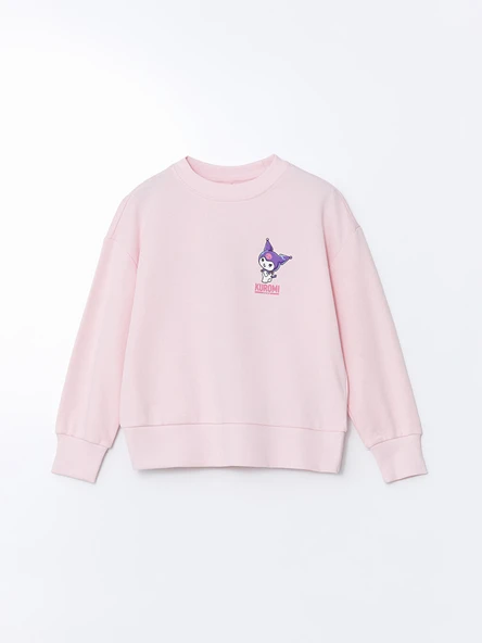 LCW Kids Pembe Bisiklet Yaka Kuromi Baskılı Kız Çocuk Sweatshirt ürün görseli 1