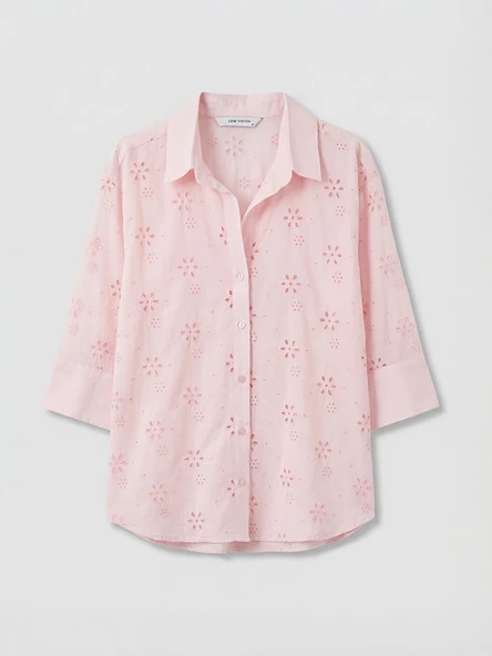 LCW Vision Pembe Oversize Kadın Gömlek - Resim 5