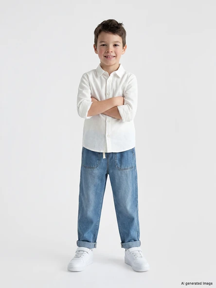 LCW Kids İndigo Beli Lastikli Erkek Çocuk Jean Pantolon ürün görseli 1