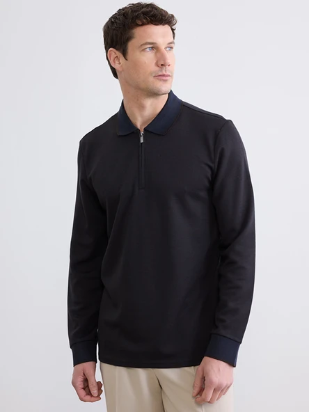 LCWAIKIKI Classic Kahverengi Polo Yaka Erkek Sweatshirt ürün görseli 1