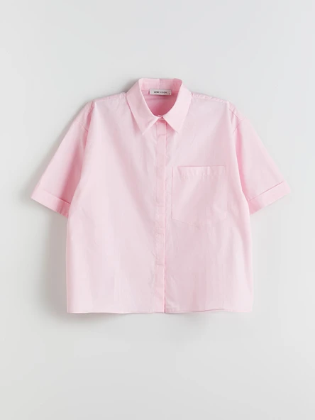 LCW Vision Pembe Oversize Poplin Kadın Gömlek - Resim 5