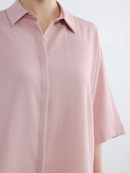 LCW Vision Pembe Oversize Armürlü Kadın Gömlek - Resim 3