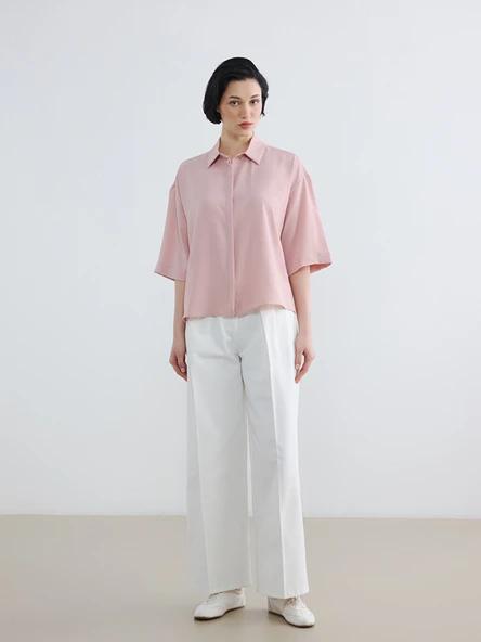 LCW Vision Pembe Oversize Armürlü Kadın Gömlek - Resim 2