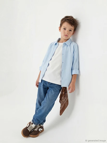 LCW Kids İndigo Beli Lastikli Erkek Çocuk Jean Pantolon ürün görseli 1