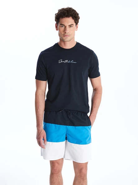 LCW SWIMWEAR Lacivert Kısa Boy Renk Bloklu Erkek Deniz Şortu ürün görseli 1