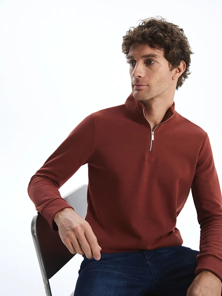 LCWAIKIKI Classic Turuncu Dik Yaka Erkek Sweatshirt ürün görseli 1