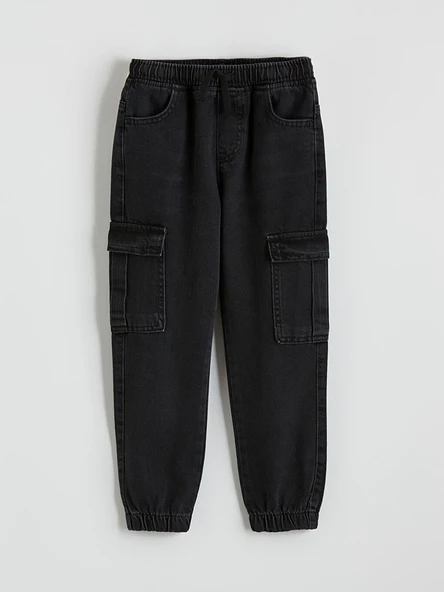 LCW Kids Siyah Beli Lastikli Erkek Çocuk Jogger Jean Pantolon ürün görseli 1