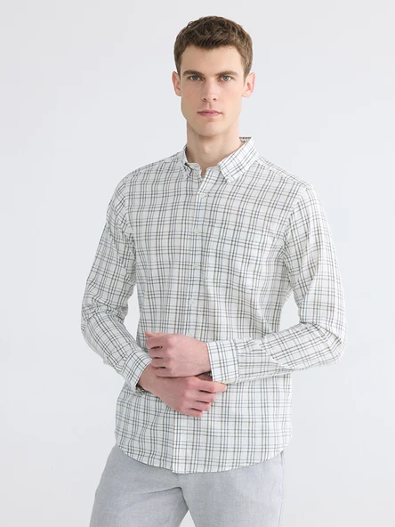 LCWAIKIKI Classic Yeşil Regular Fit Ekose Erkek Gömlek ürün görseli 1