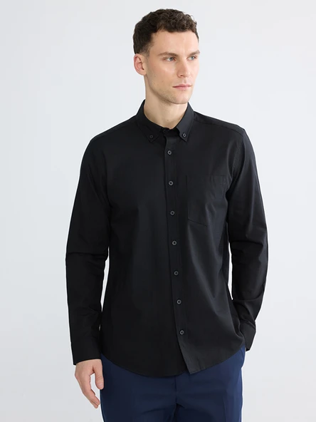 LCWAIKIKI Classic Siyah Regular Fit Erkek Gömlek ürün görseli 1