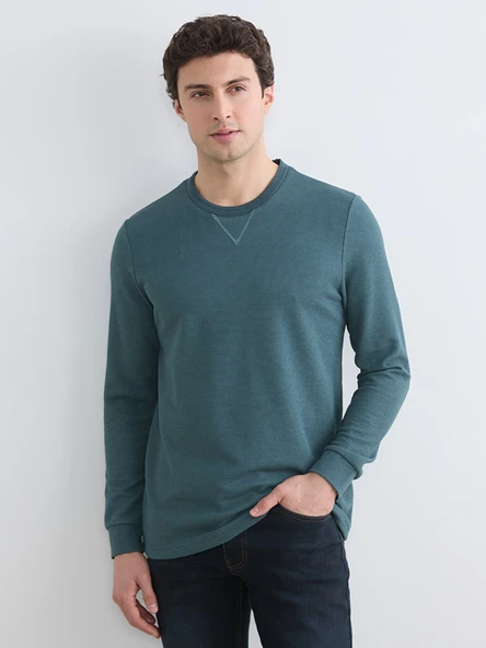 LCWAIKIKI Classic Petrol Bisiklet Yaka Erkek Sweatshirt ürün görseli 1