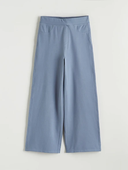 LCW Kids Lacivert Denim Görünümlü Geniş Paça Kız Çocuk Eşofman Altı ürün görseli 1
