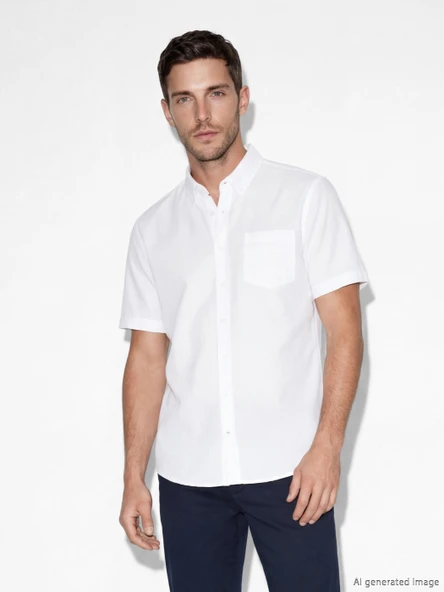 LCWAIKIKI Classic Beyaz Regular Fit Armürlü Erkek Gömlek ürün görseli 1
