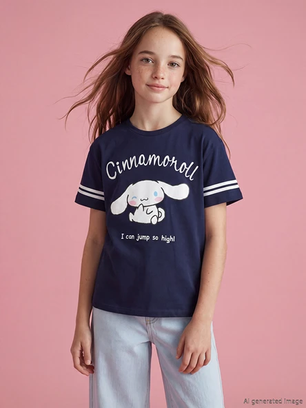 LCW Kids Lacivert Cinnamoroll Baskılı Kız Çocuk Tişört ürün görseli 1