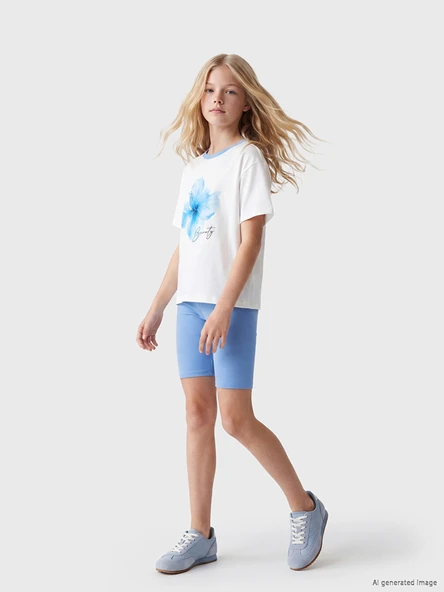 LCW Kids Mavi Kız Çocuk Basic Kısa Tayt ürün görseli 1