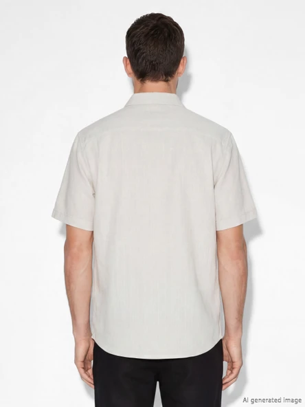 LCWAIKIKI Classic Bej Regular Fit Armürlü Erkek Gömlek - Resim 4