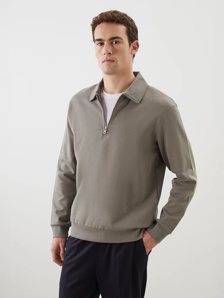 LCW Vision Yeşil Polo Yaka Uzun Kollu Erkek Sweatshirt ürün görseli 1