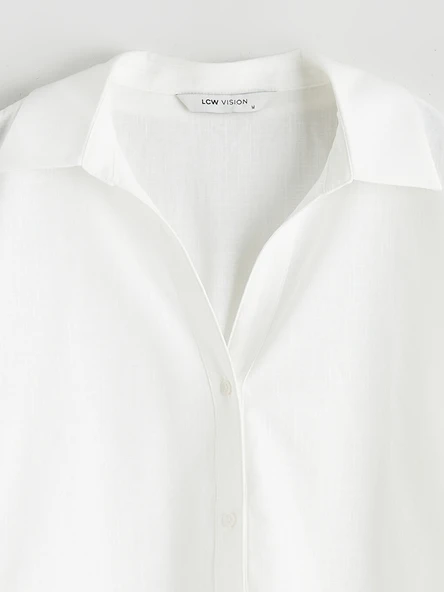 LCW Vision Beyaz Oversize Poplin Kadın Gömlek - Resim 7