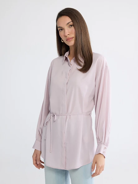 LC WAIKIKI Pembe Beli Kuşaklı Kadın Gömlek Tunik ürün görseli 1