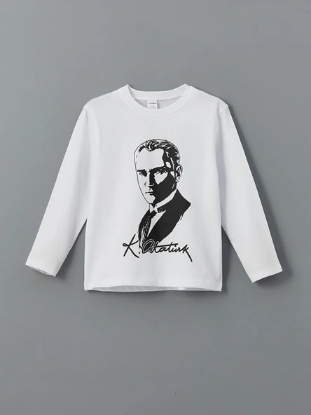LCW Kids Beyaz Atatürk Baskılı Erkek Çocuk Tişört ürün görseli 1