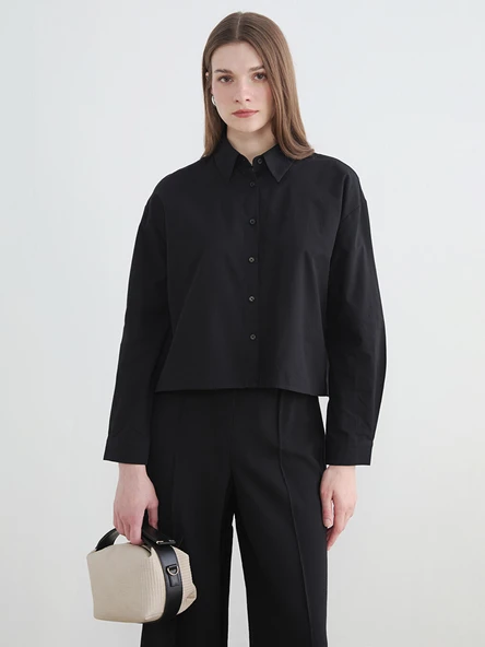 LCW Modest Siyah Loose Fit Kadın Gömlek ürün görseli 1