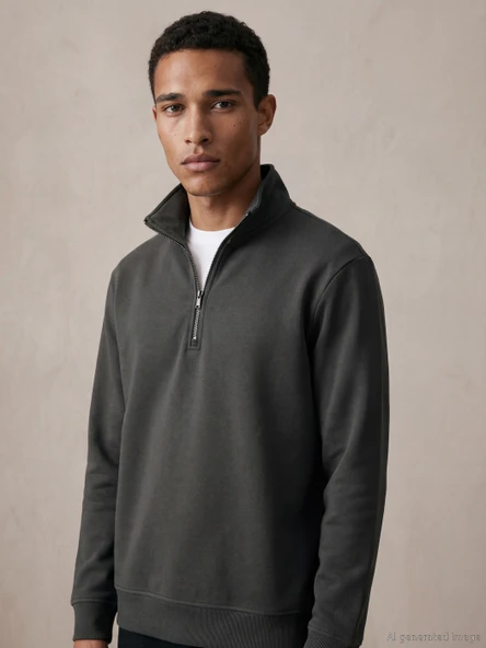 LCW Vision Antrasit Polo Yaka Erkek Sweatshirt ürün görseli 1