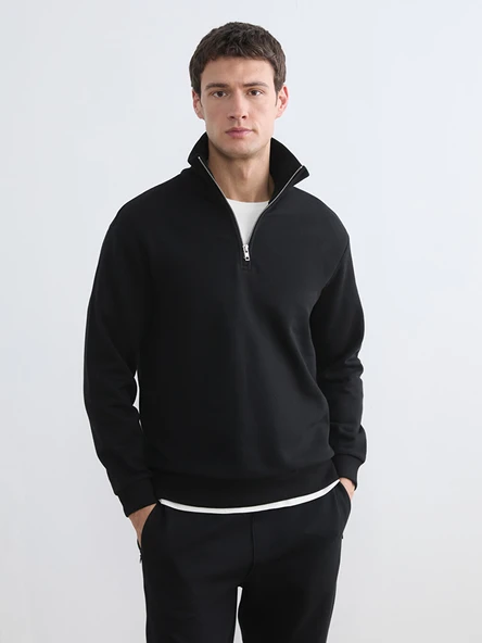 LCW Vision Siyah Dik Yaka Erkek Kalın Sweatshirt ürün görseli 1