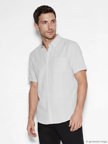 LCWAIKIKI Classic Bej Regular Fit Armürlü Erkek Gömlek ürün görseli 1