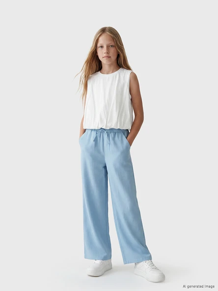 LCW Kids Mavi Loose Fit Kız Çocuk Pantolon ürün görseli 1