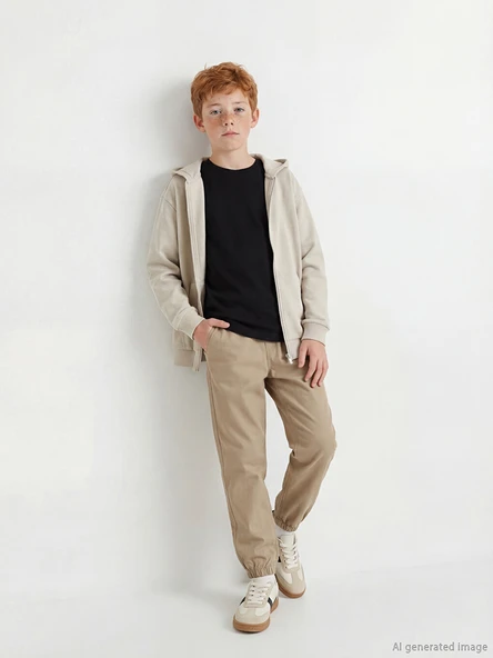 LCW Kids Bej Beli Lastikli Erkek Çocuk Jogger Pantolon ürün görseli 1