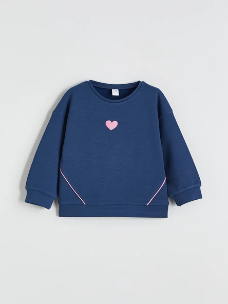 LCW Kids İndigo Bisiklet Yaka Kız Çocuk Sweatshirt ürün görseli 1