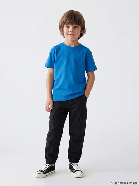 LCW Kids Siyah Beli Lastikli Erkek Çocuk Kargo Pantolon ürün görseli 1
