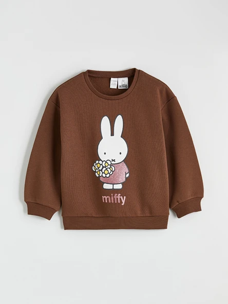 LCW Kids Kahverengi Miffy Baskılı Kız Çocuk Kalın Sweatshirt ürün görseli 1