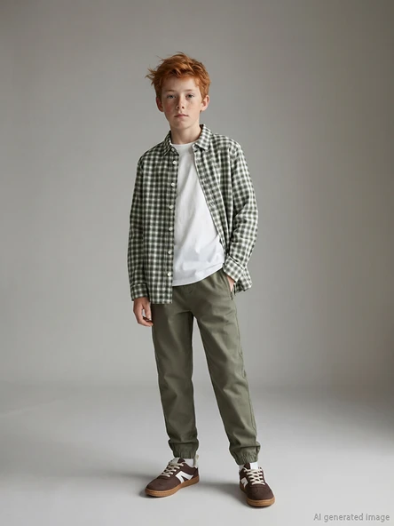 LCW Kids Haki Loose Fit Erkek Çocuk Jogger Pantolon ürün görseli 1