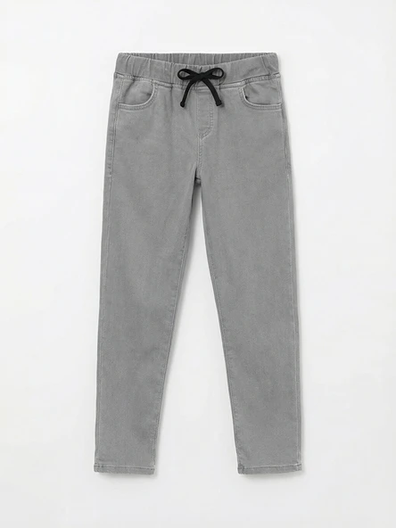 LCW Kids Gri Beli Lastikli Slim Fit Erkek Çocuk Jean Pantolon ürün görseli 1