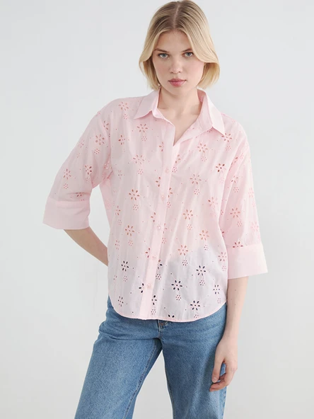LCW Vision Pembe Oversize Kadın Gömlek ürün görseli 1