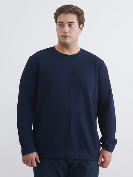 LCWAIKIKI Classic Lacivert Bisiklet Yaka Erkek Sweatshirt ürün görseli 1