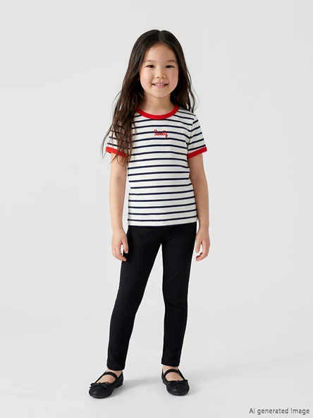 LCW Kids Siyah Beli Lastikli Kız Çocuk Tayt ürün görseli 1
