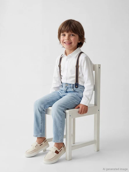 LCW Kids İndigo Askılı Erkek Çocuk Jean Pantolon ürün görseli 1