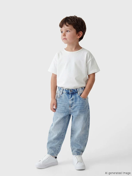 LCW Kids İndigo Baggy Fit Erkek Çocuk Jean Pantolon ürün görseli 1