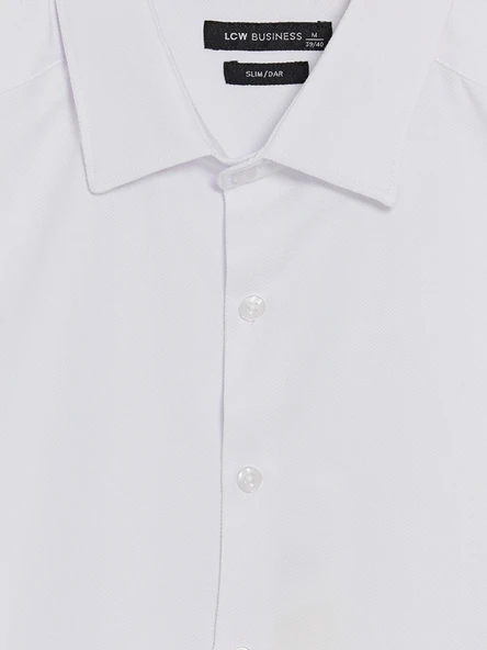 LCW BUSINESS Beyaz Slim Fit Armürlü Erkek Basic Gömlek - Resim 7