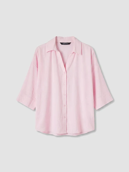 LCW Vision Pembe Oversize Armürlü Kadın Gömlek ürün görseli 1