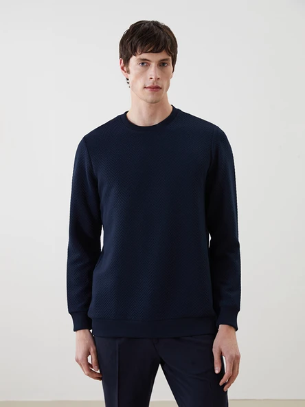 LCW Vision Lacivert Bisiklet Yaka Uzun Kollu Erkek Sweatshirt ürün görseli 1
