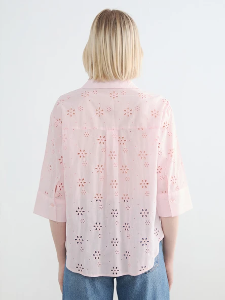 LCW Vision Pembe Oversize Kadın Gömlek - Resim 4