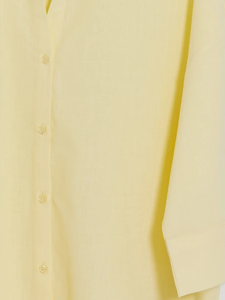 LCW Vision Sarı Oversize Poplin Kadın Gömlek - Resim 7
