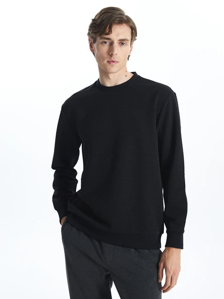 LCW Vision Siyah Bisiklet Yaka Uzun Kollu Erkek Sweatshirt ürün görseli 1