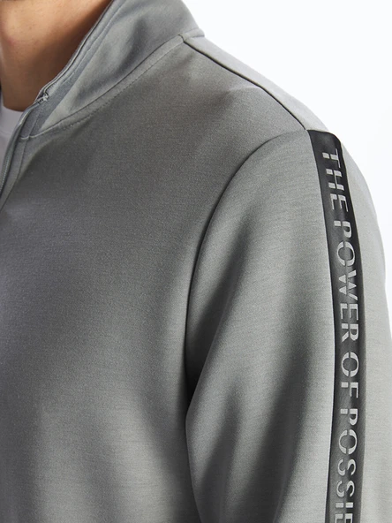 LCWAIKIKI Basic Gri Dik Yaka Erkek Sweatshirt - Resim 3