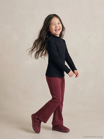 LCW Kids Bordo İspanyol Paça Kız Çocuk Tayt ürün görseli 1