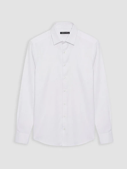LCW BUSINESS Beyaz Slim Fit Armürlü Erkek Basic Gömlek - Resim 5